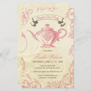 Invitation à thé Vintage rose ivoire Budget