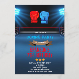 Invitation à thème d'anniversaire de boxe