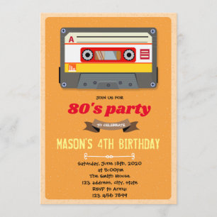 Invitation à thème d'anniversaire de la cassette V