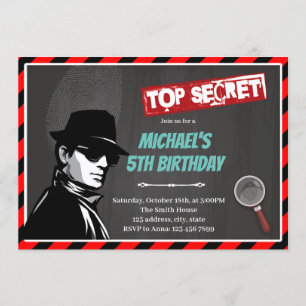 Invitation à thème d'anniversaire de l'agent secre