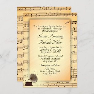 Invitation à thème de musique Mariage antique