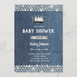 Invitation à thème Denim et diamant baby shower