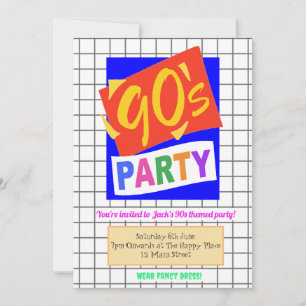 Invitation à thème des années 90