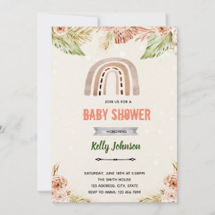 Invitation à thème fleurie Boho arc-en-ciel