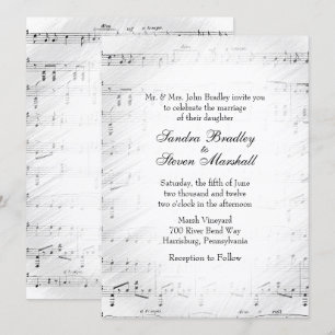 Invitation à thème Mariage de la musique de feuill