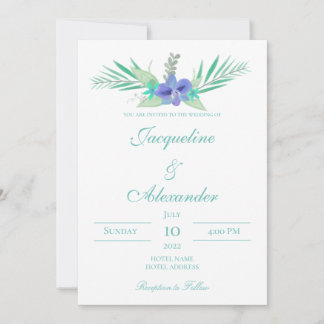 Invitation à thème Mariage d'orchidées violet et T