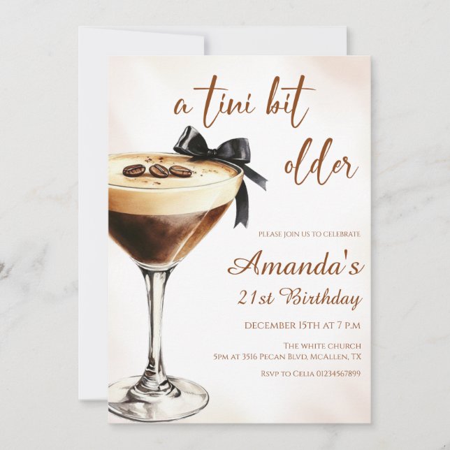 Invitation A Tini Bit Older Espresso Martini Birthday (Devant)