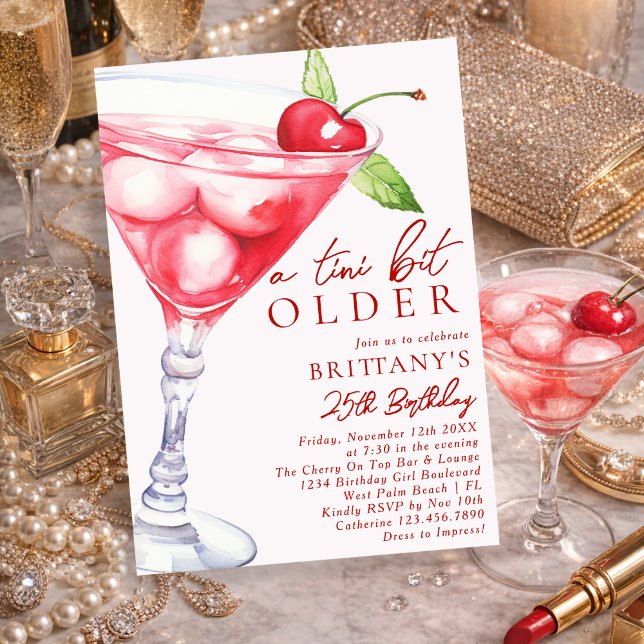 Invitation A Tini Bit Older Martini Cocktail Birthday For Her (Créateur téléchargé)