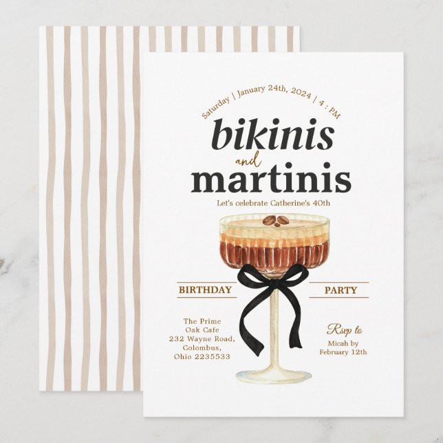 Invitation A Tini Bit Older Party Espresso Martini Theme (Devant / Derrière)
