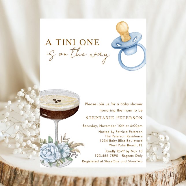 Invitation A Tini One Blue Paci Espresso Martini Baby Shower (Créateur téléchargé)