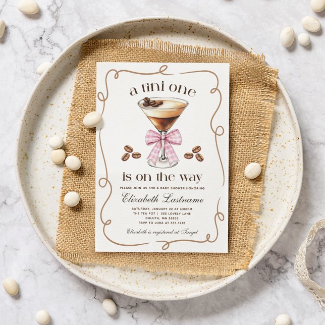 Invitation A Tini One Espresso Martini Pink Bow Baby Shower (A Tini One Espresso Martini Pink Bow Baby Shower Invitation)