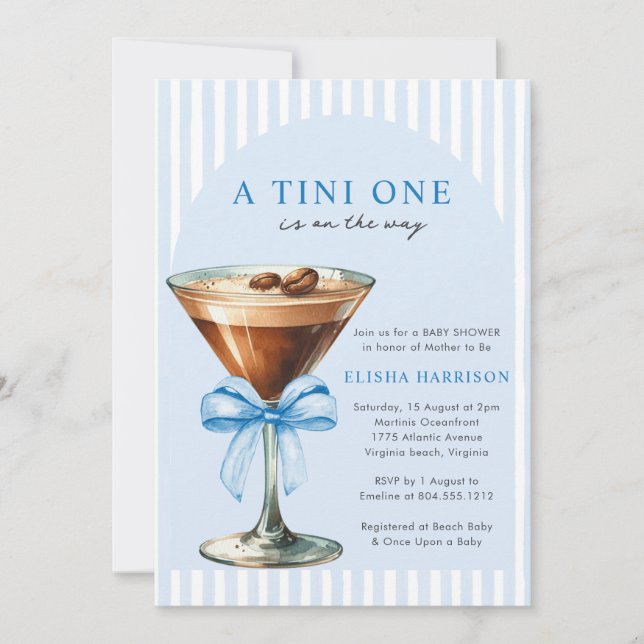 Invitation A Tini One Is on the Way Boy Baby Shower (Devant)