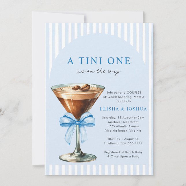 Invitation A Tini One Is on the Way Couples Photo Baby Shower (Devant)