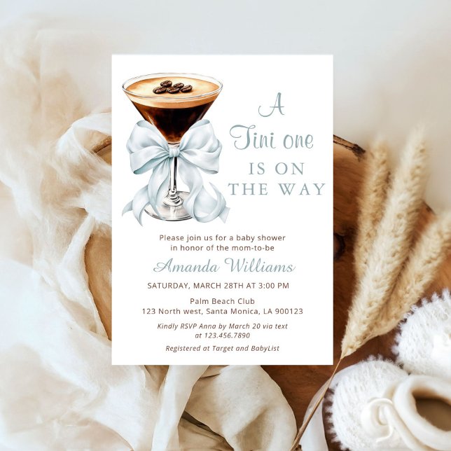Invitation A Tini One On The Way Espresso Martini (A tini one is on the way Espresso Martini Baby Shower Invitation)