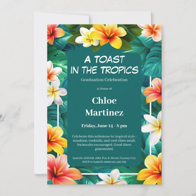 Invitation A Toast in thetropics | Tropical Graduation Party  (Devant)