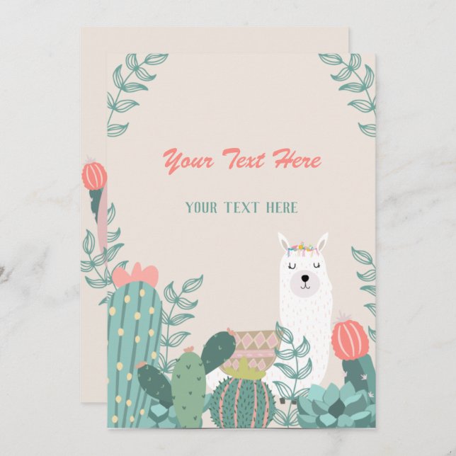 Invitation à tout événement Llama (Devant / Derrière)