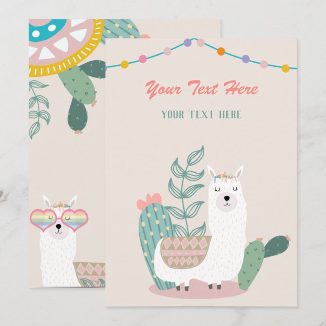 Invitation à tout événement Llama (Devant / Derrière)