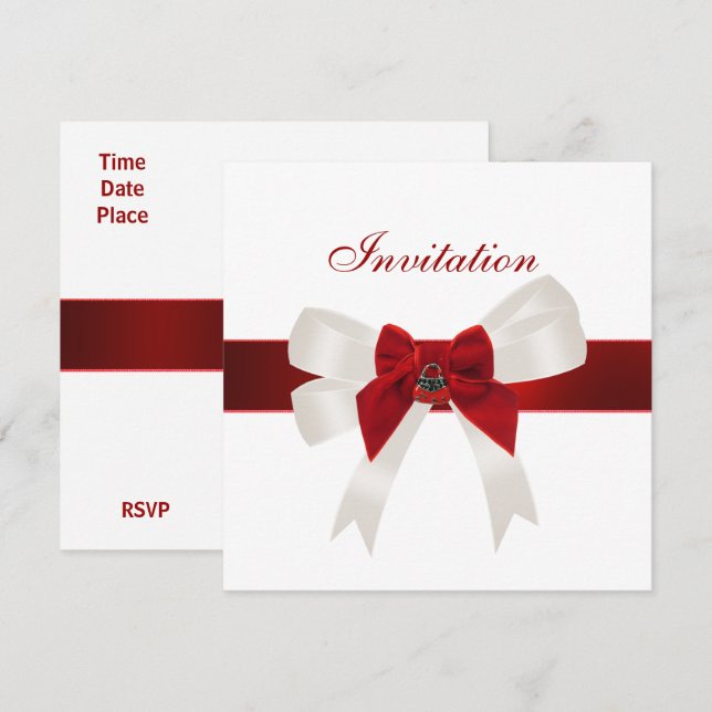 Invitation à toutes les occasions rouge blanc noeu (Devant / Derrière)