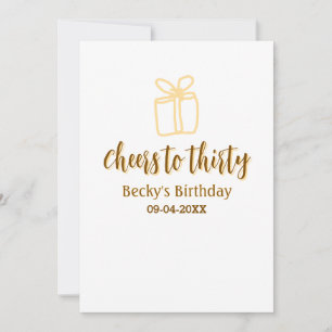 Invitation À trente ans, un cadeau pastel jaune marron pour l