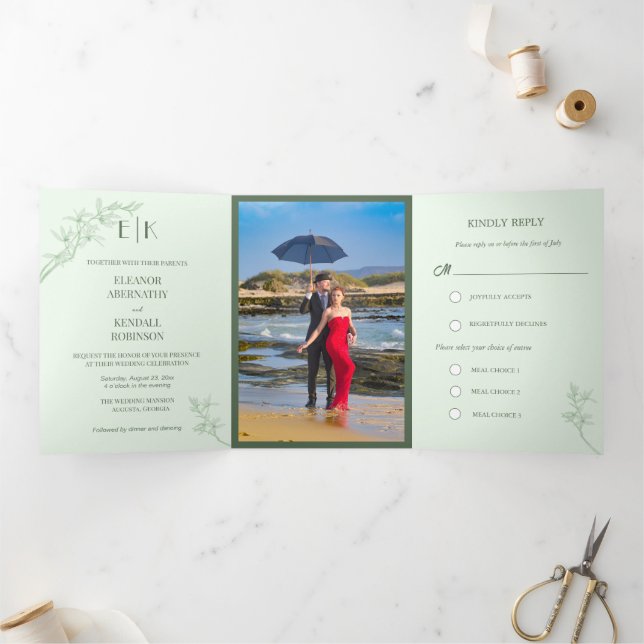 Invitation à trois volets de Mariage de fleurs int (Intérieur)