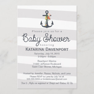 Invitation à un Baby shower de Ancre nautique - Ga