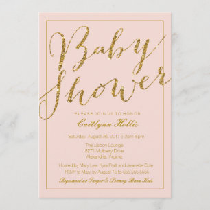 Invitation à un Baby shower de couleur rose pâle G