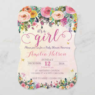Invitation à un Baby shower de jardin floral pour