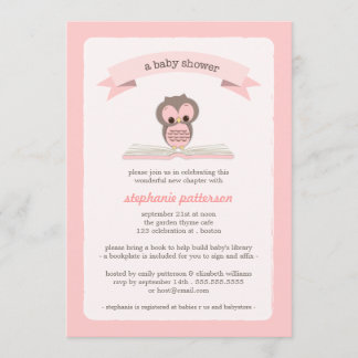 Invitation à un Baby shower de livres par la Choue