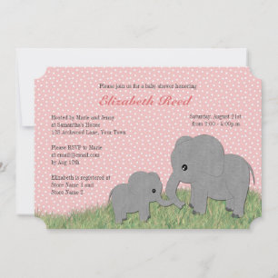 Invitation à un Baby shower rose pour maman et béb