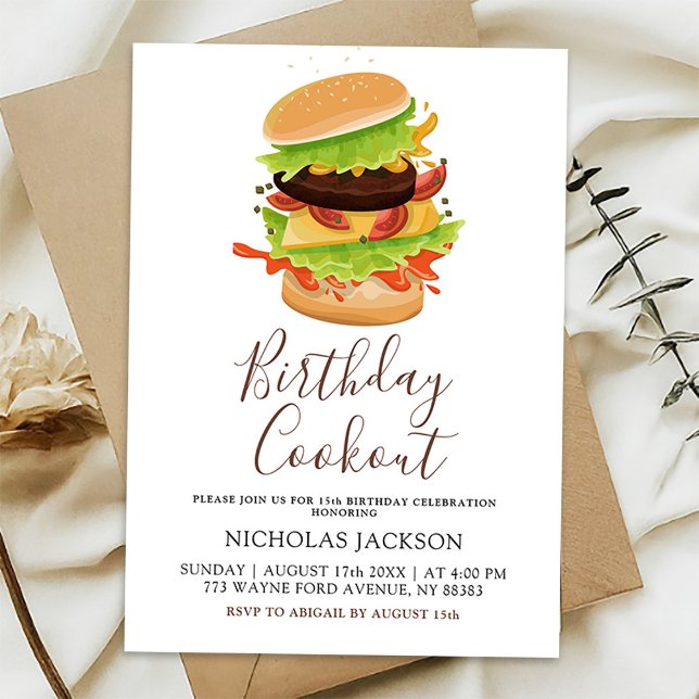 Invitation à un barbecue d'anniversaire tout âge (Créateur téléchargé)