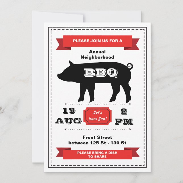 Invitation à un barbecue de porc (Devant)