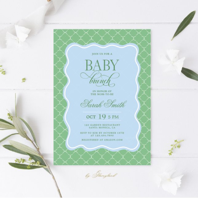 Invitation à un brunch pour bébé Preppy (Créateur téléchargé)
