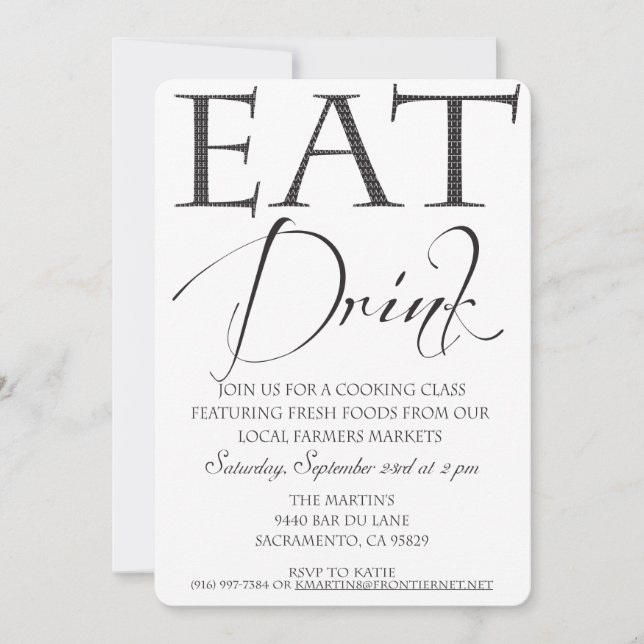 Invitation à un cours de cuisine/démonstration (Devant)