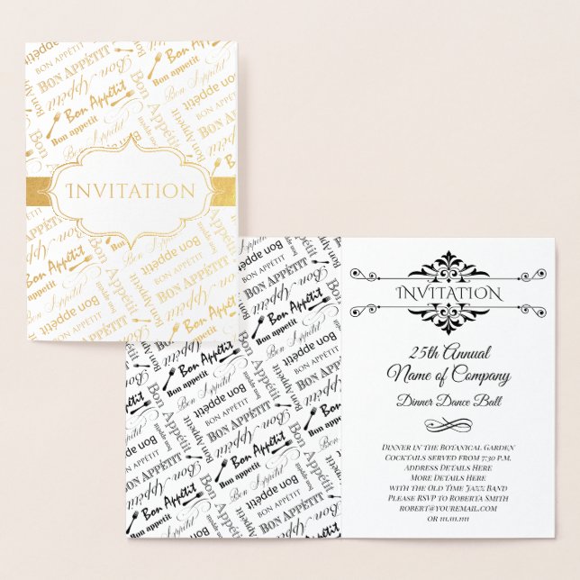 Invitation à un dîner Bon Appetit Français (Affichage)