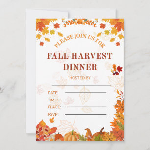 Invitation à un dîner cosy de récolte d'automne