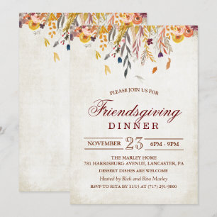 Invitation à un dîner d'Action de grâce rustique e
