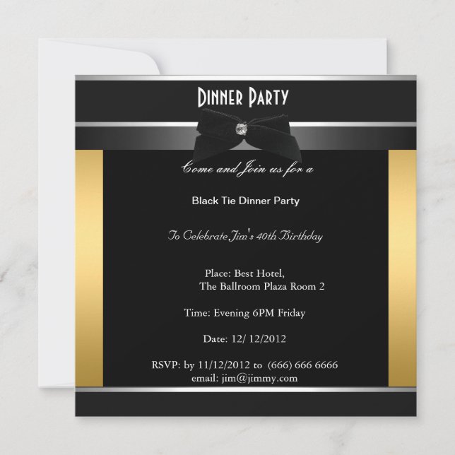 Invitation à un dîner d'anniversaire en tenue de s (Devant)