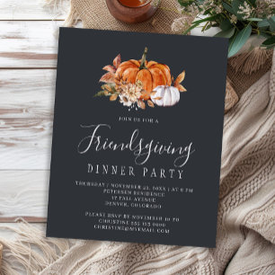 Invitation à un dîner de Friendsgiving rustique et