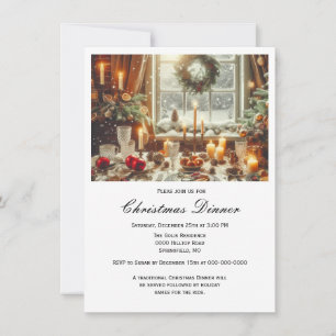 Invitation à un dîner de Noël élégant en famille