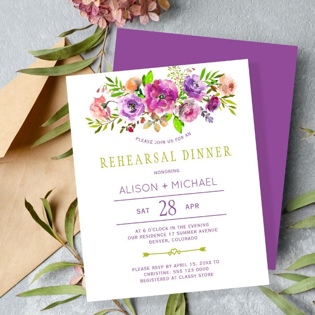 Invitation à un dîner de répétition de mariage flo (Créateur téléchargé)