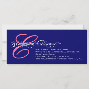 Invitation à un dîner de répétition Monogramme ros
