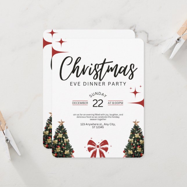 Invitation à un dîner de réveillon de Noël (Devant/Arrière en situation)