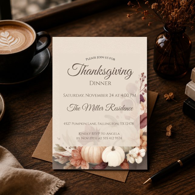 Invitation à un dîner de Thanksgiving rustique (Créateur téléchargé)