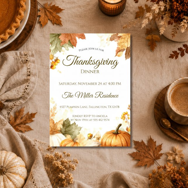 Invitation à un dîner de Thanksgiving rustique (Créateur téléchargé)