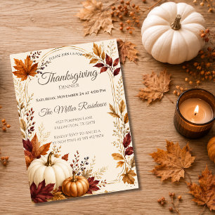 Invitation à un dîner de Thanksgiving rustique