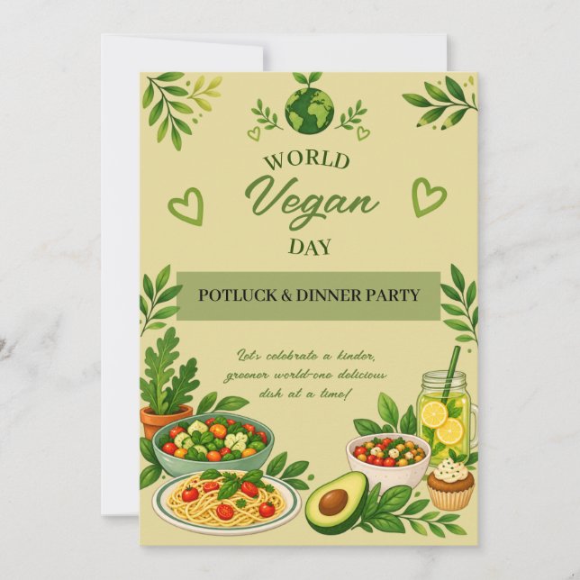 Invitation à un dîner Potluck pour la Journée Mond (Devant)