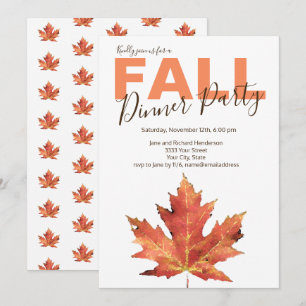 Invitation à un dîner rustique aux feuilles d'auto