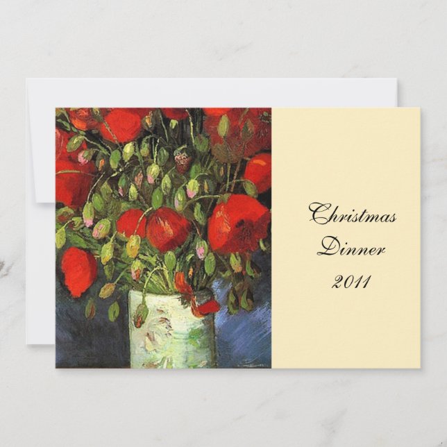 Invitation à un dîner. Vase avec Coquelicots rouge (Devant)