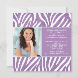 Invitation à un diplôme avec photo Zebra violet