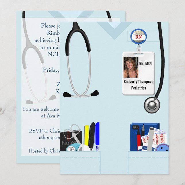 Invitation à un diplôme en sciences infirmières (Devant / Derrière)